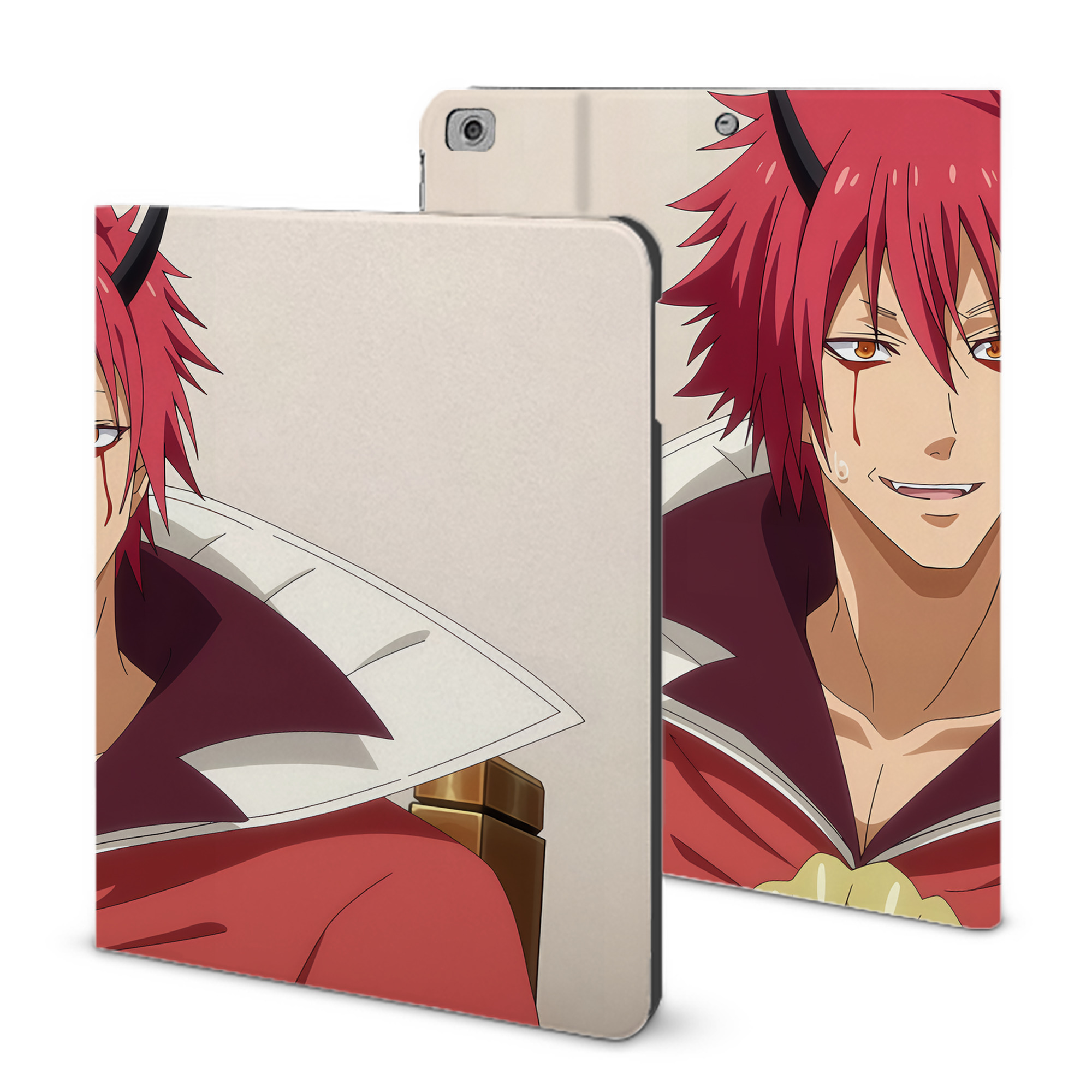 （画像用） 転スラ Regarding Reincarnated to Slime IPad ケース ブック型 PUレザー TPU 耐衝撃 軽量 薄型 ペン収納なし 全面保護 IPad 各モデル対応